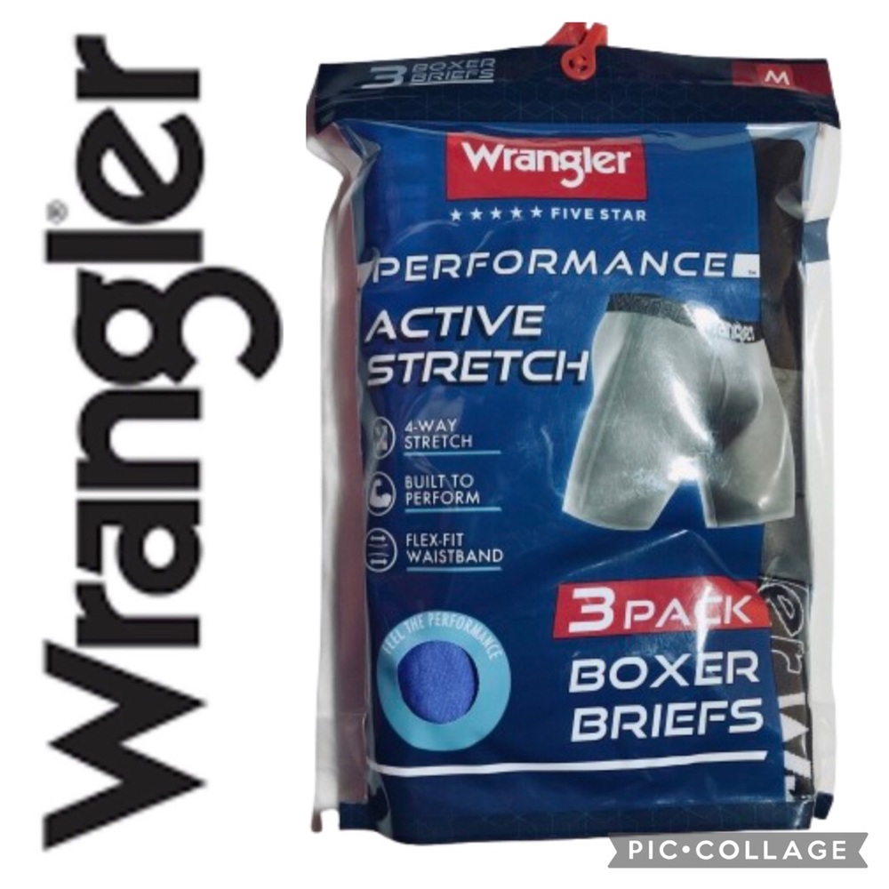 NEW WRANGLER Boxer Briefs Men's Underwear, 3-Pack, Medium, 32” - 34”, Multicolor